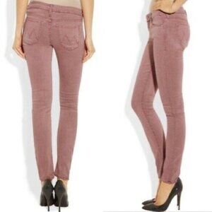 MOTHER The Looker Pop Skinny Jeans Size 24 Old Rose Raw Hem Stretch